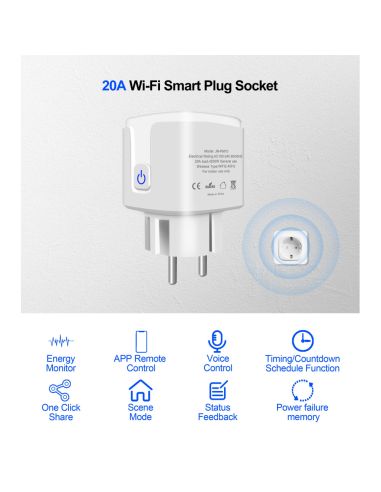 Смарт Wifi контакт за 20 ампера - за климатик, бойлер, печка и др