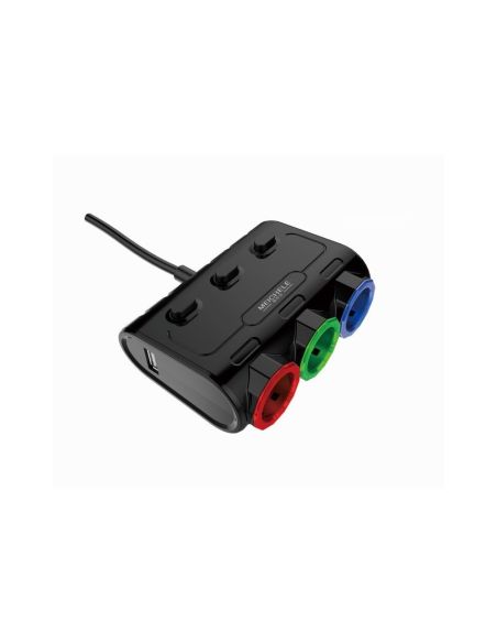 Автомобилен разклонител с 3 куплунга, USB и Волтметър