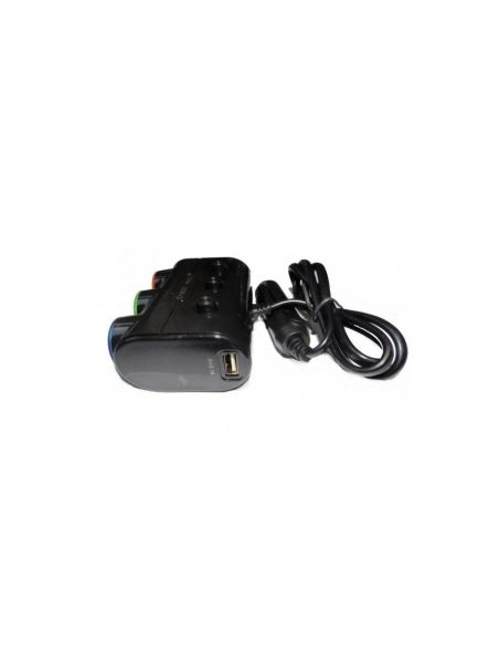 Автомобилен разклонител с 3 куплунга, USB и Волтметър