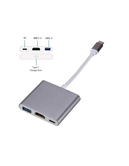 Конвертор адаптер от USB Type C към HDMI, USB 3.00 и Type