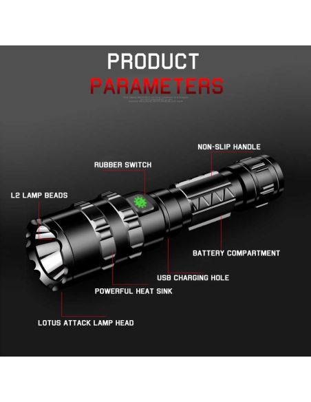 Супер мощен LED фенер от ново поколение XHP50 с четворна мощност CREE T6