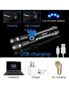 Мощен лед фенер 8000 лумен POLICE, USB, акумулаторен, зуум, водоустойчив