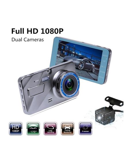 Видеорегистратор за кола с 2 камери FULL HD 1296P с камера за паркиране