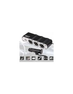 Разклонител за запалка с 3 гнезда и USB слот, 500mA