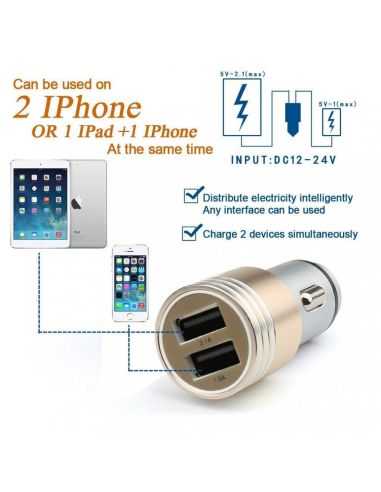 Зарядно за кола за бързо зареждане с 2 бр. USB