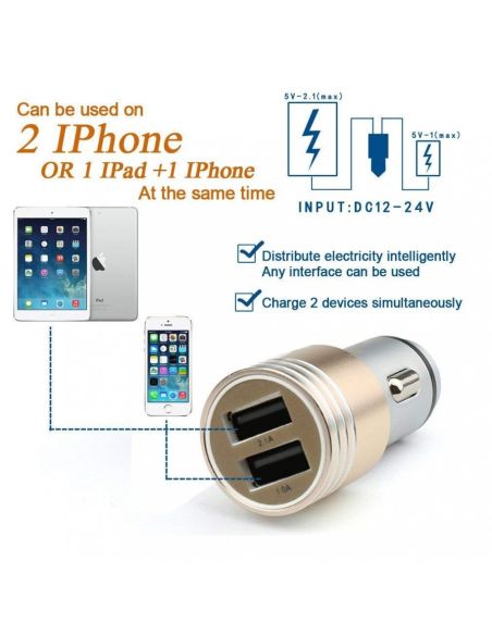 Зарядно за кола за бързо зареждане с 2 бр. USB