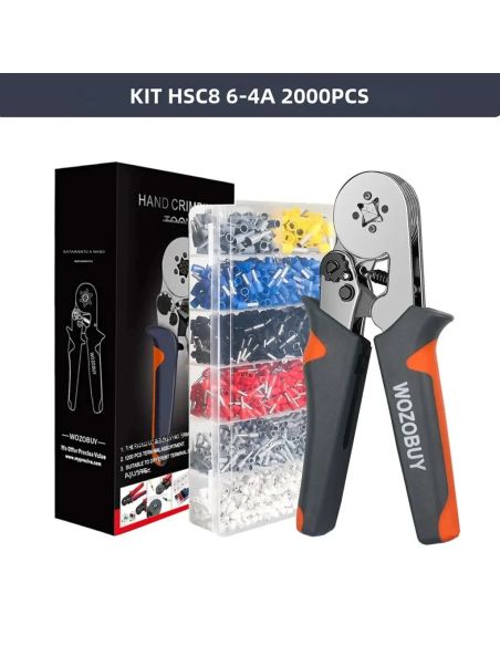 Клещи за кримпване шестоъгълни HSC8 6-6A с 800 броя накрайници