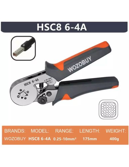 Комплект кримпващи клещи HSC8 6-4A с 400 броя кабелни обувки
