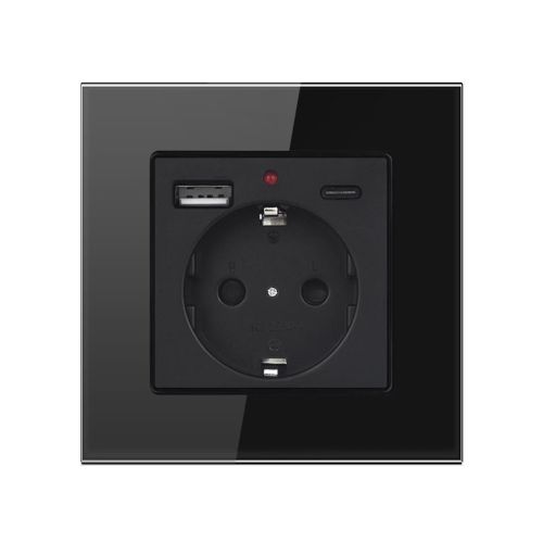 Единичен Електрически Контакт с Двоен USB