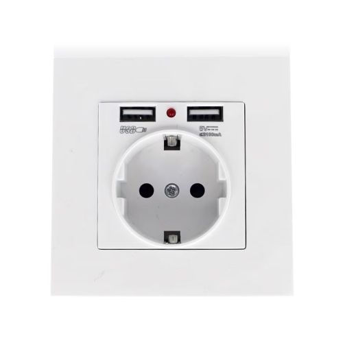 Електрически Контакт с Две USB Гнезда