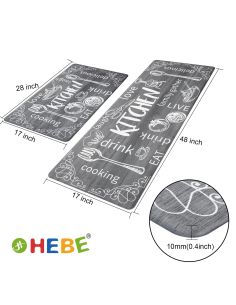 Комплект Пътеки за Кухня  Мемори Пяна, Дебелина 1 см, 45x75см + 45x120