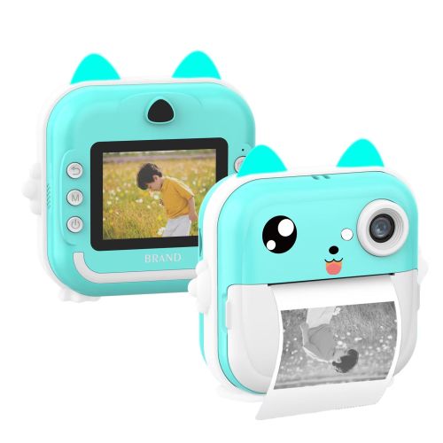 Зелен Моментален Фотоапарат с Bluetooth Връзка FUN PRINT и 2.4" IPS