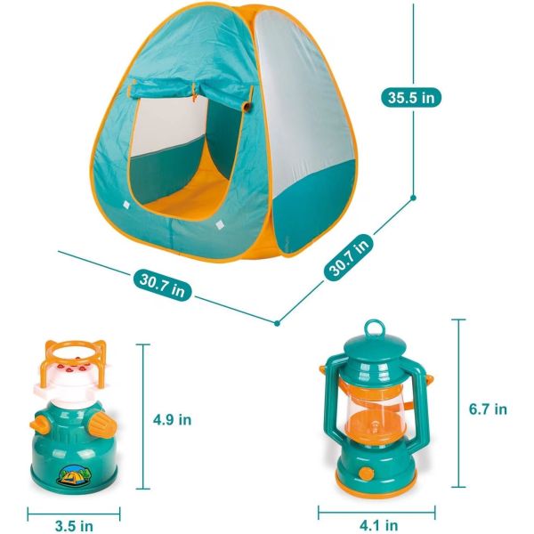Голям Детски Комплект Къмпинг Pop up Палатка с Часовник и Манерка