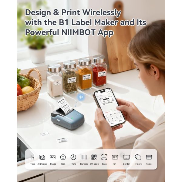 Niimbot B1 принтер за етикети без мастило за магазини и складове