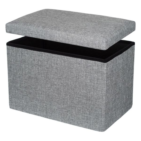 Сива табуретка ракла 45x30x30 см от здрав MDF и текстил