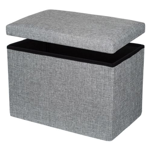 Сива табуретка ракла 45x30x30 см от здрав MDF и текстил