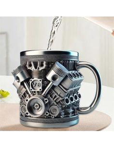 Тематична чаша V8 блок с бутала и цилиндри за подарък