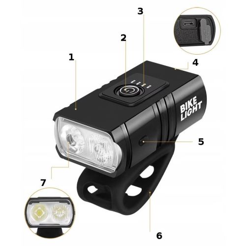 Велосипеден фар с двоен CREE XM L T6 LED диод и червен заден стоп