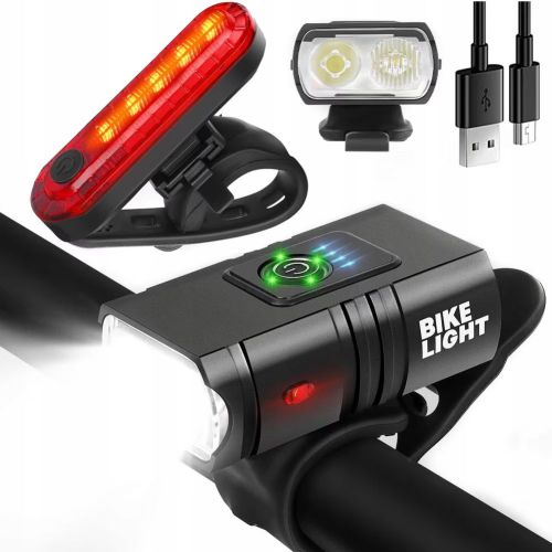 Велосипеден фар с двоен CREE XM L T6 LED диод и червен заден стоп