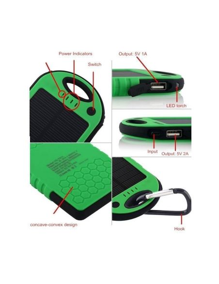 Водоустойчиво зарядно Соларна Външна Батерия Power Bank 5000 mAh