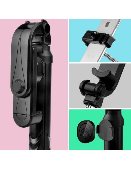 Компактен bluetooth, телескопичен селфи стик и трипод 2 в 1, с LED осветление