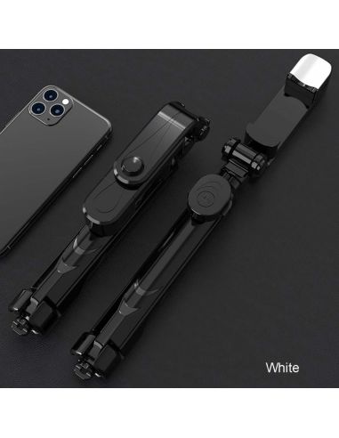 Компактен bluetooth, телескопичен селфи стик и трипод 2 в 1, с LED осветление
