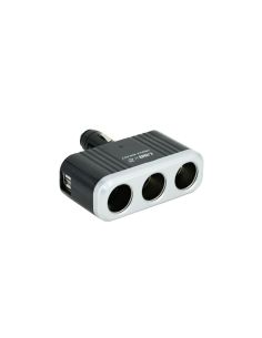 Разклонител за запалка на автомобил с 3 гнезда и USB изходи, 5V
