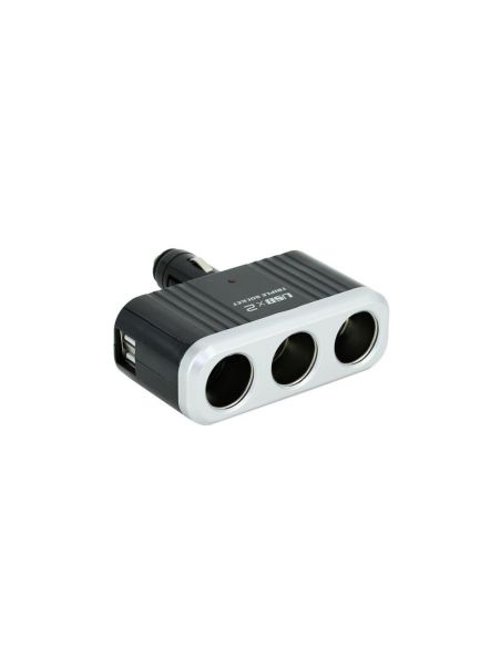 Разклонител за запалка на автомобил с 3 гнезда и USB изходи, 5V