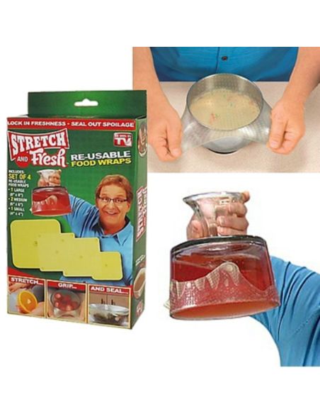 Комплект от 3 бр. силиконови капаци за съхраняване на храна Stretch and Fresh