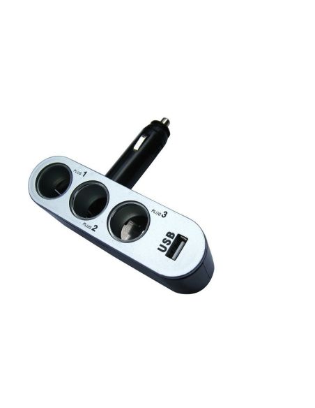 Разклонител за запалка с 3 гнезда и USB, 12V-24V, Твърдо рамо