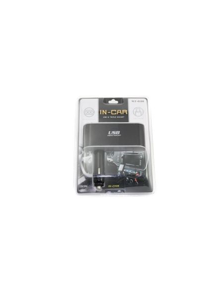 Разклонител за запалка с 3 гнезда и USB, 12V-24V, Твърдо рамо