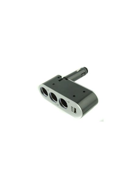 Разклонител за запалка с 3 гнезда и USB, 12V-24V, Твърдо рамо