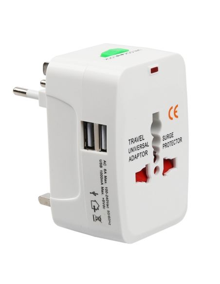 Универсален адаптер-преходник с 2 USB зарядни