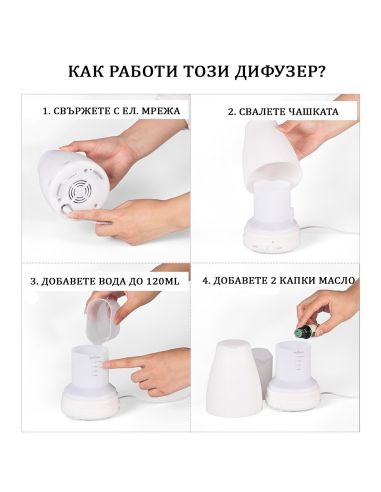 Арома Дифузер със светлини, дистанционно и три режима на работа