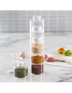 Комплект За подправки Spice Tower, 6бр контейнера за подправки, Безцветен 2