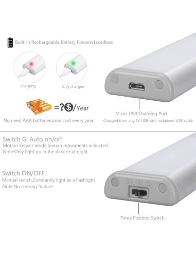 ЛЕД лампа с акумулаторна батерия и кабел за зареждането ѝ чрез USB кабел