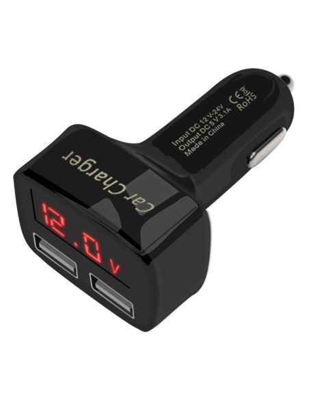 4 в 1 Зарядно за кола с 2 usb 3.1A Волтметър, Амперметър