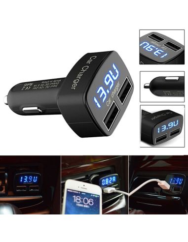 4 в 1 Зарядно за кола с 2 usb 3.1A Волтметър, Амперметър