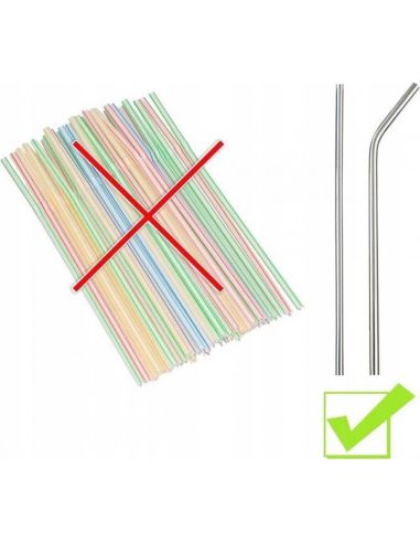 Метални сламки за пиене 4 бр. или 12  в комплект с четчица за почистване