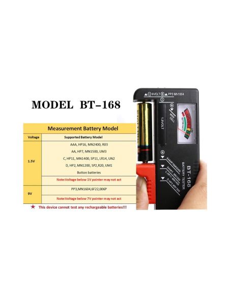 Тестер за батерии AAA, AA, 9V AG372
