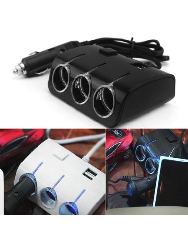 Разклонител за запалка в автомобил с 3 куплунга и 2 бр. USB