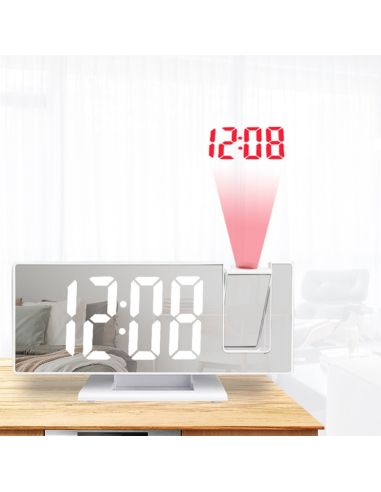 Настолен проектиращ часовник с огледален ефект и 4 разряден LED дисплей
