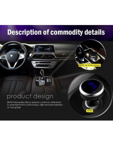 БЛУТУТ ТРАНСМИТЕР ЗА АВТОМОБИЛ  СЪС СЕНЗОРЕН ДИСПЛЕЙ И USB